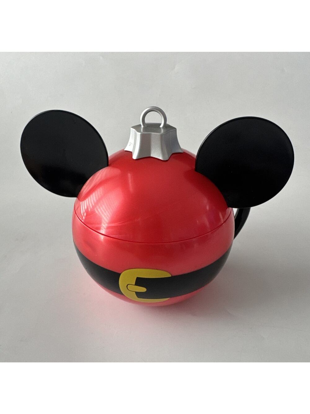 Disney Parks Mickey Mouse Ornament With Flip Top Lid Snack Cup Christmas